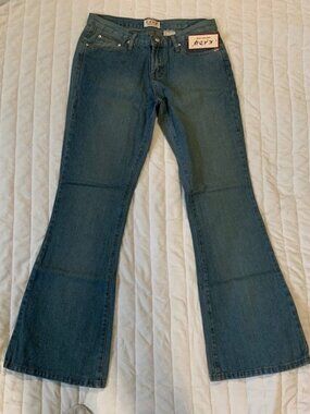 NWT New KADY Jeans Women's Size 4 R Mid Rise Flare Leg Denim Blue 100% Cotton